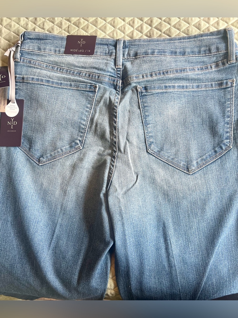 NYDJ Light Wash Wide Leg Jeans - Back Pocket Detail